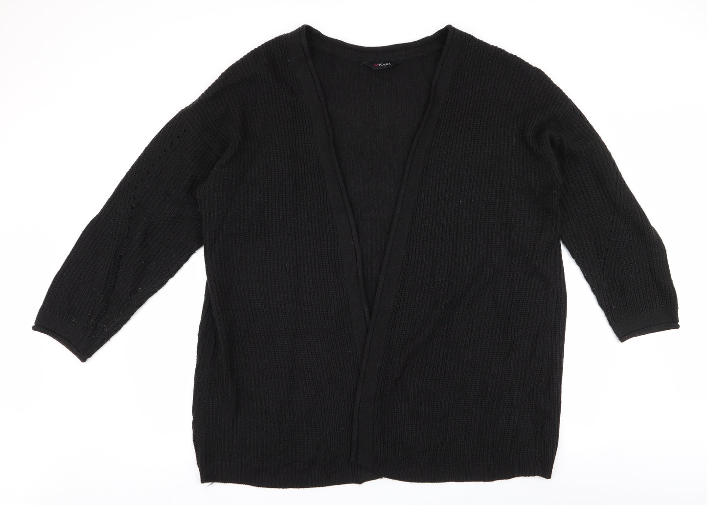 Yours Womens Black Round Neck  Acrylic Cardigan Jumper Size 22