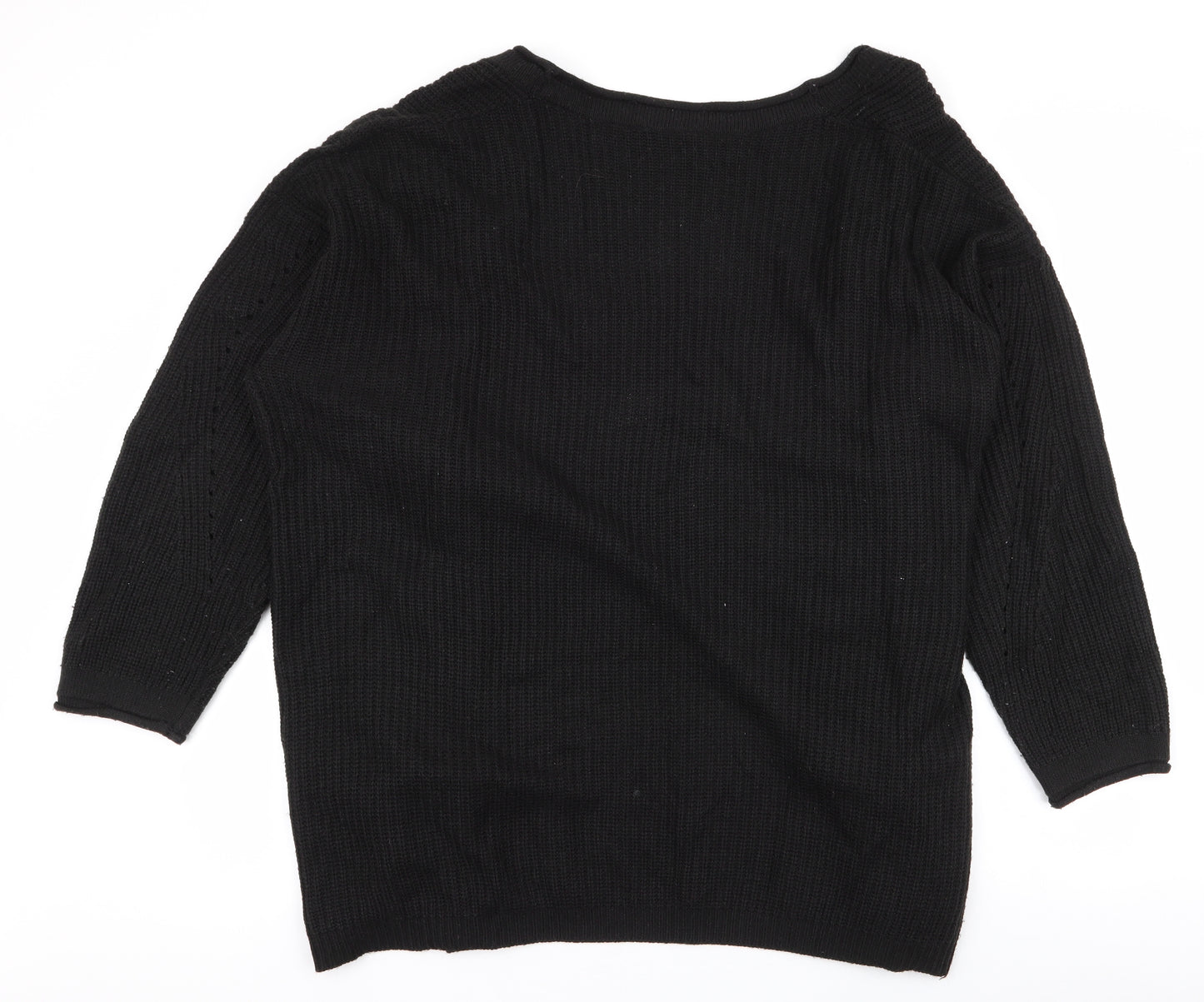 Yours Womens Black Round Neck  Acrylic Cardigan Jumper Size 22