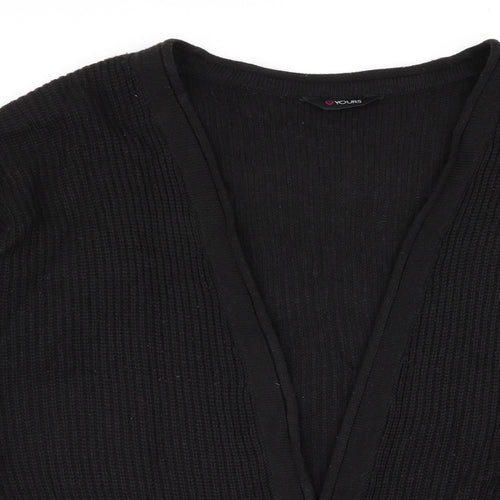 Yours Womens Black Round Neck  Acrylic Cardigan Jumper Size 22