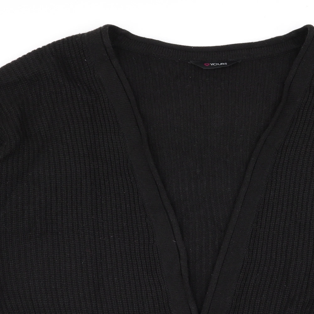 Yours Womens Black Round Neck  Acrylic Cardigan Jumper Size 22
