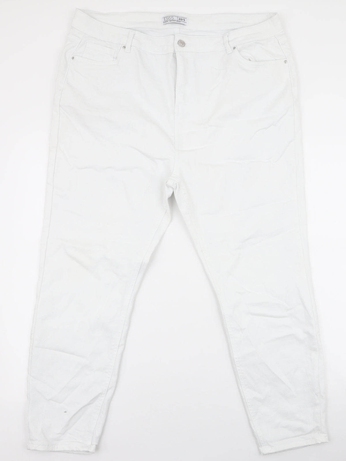 Denim 365 Womens White  Cotton Skinny Jeans Size 20 L25 in Slim Zip