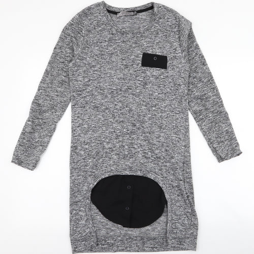 Zarra Gembos Womens Grey  Polyester Jumper Dress  Size 8  Round Neck Pullover - Shirt insert