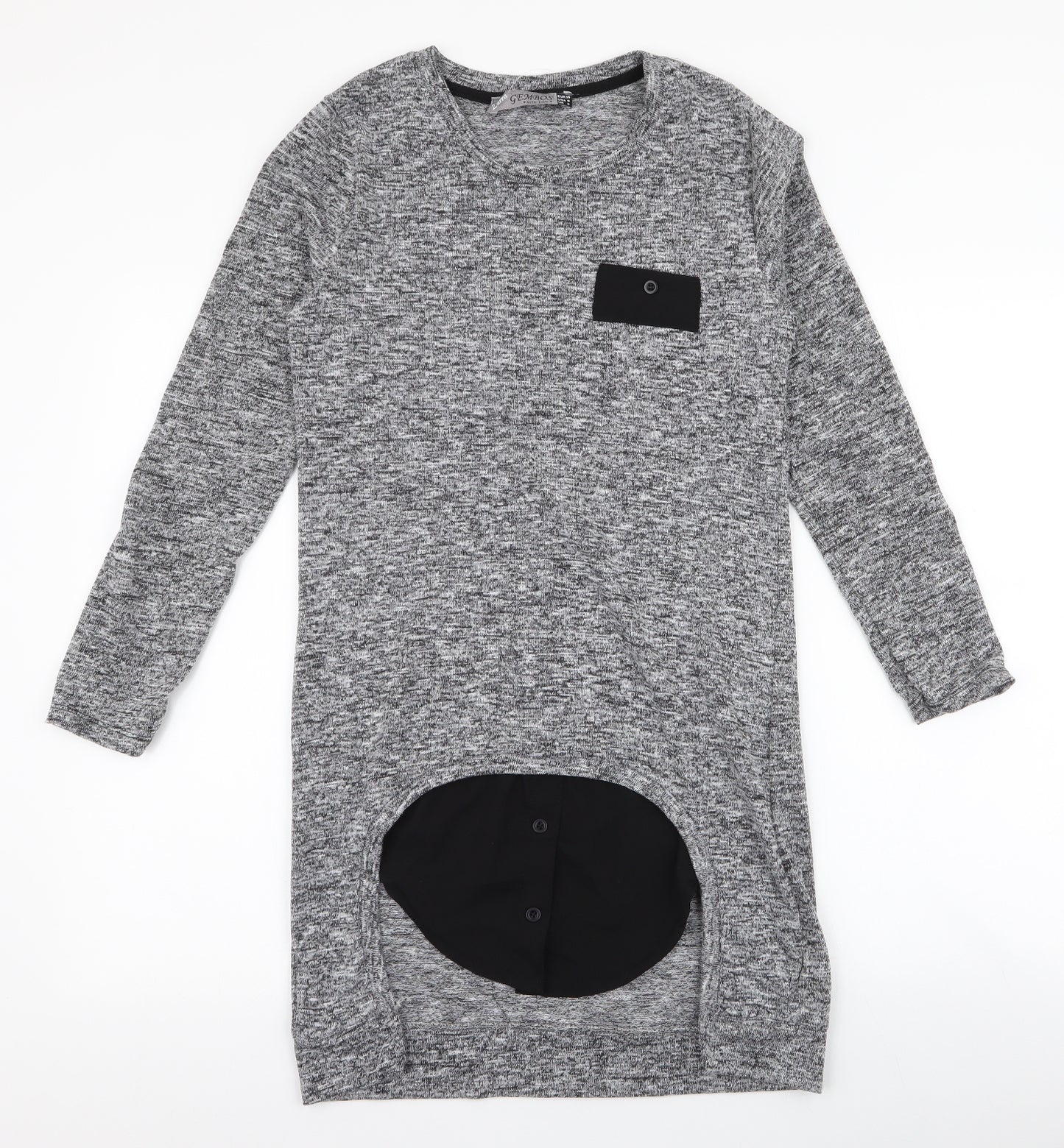 Zarra Gembos Womens Grey  Polyester Jumper Dress  Size 8  Round Neck Pullover - Shirt insert