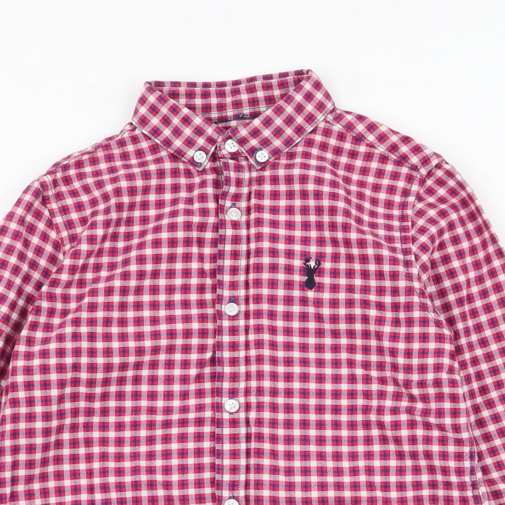 NEXT Boys Multicoloured Plaid 100% Cotton Jersey Button-Up Size 8 Years Collared Button