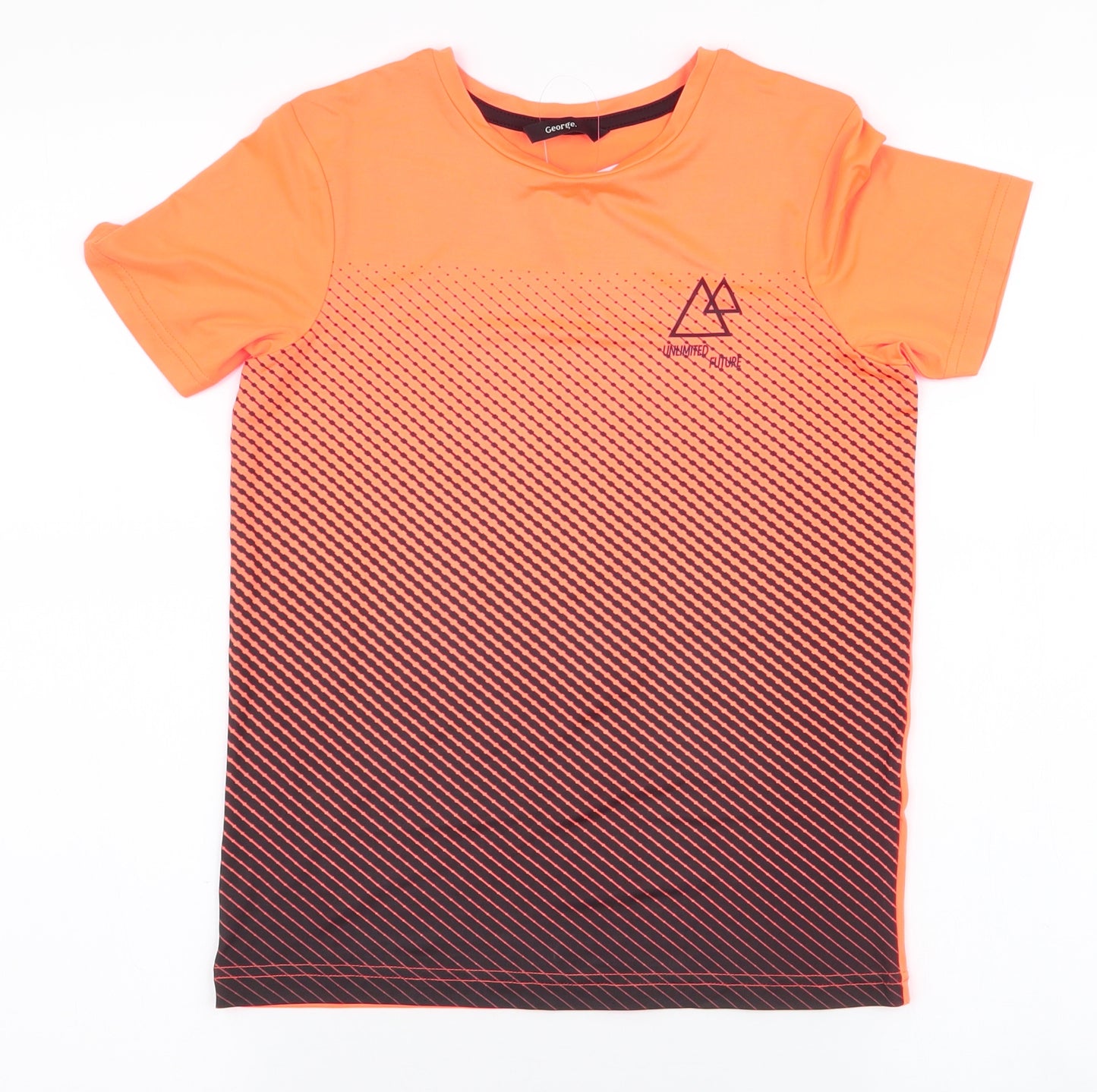 George Boys Orange  Polyester Pullover T-Shirt Size 8-9 Years Round Neck Pullover - Neon orange