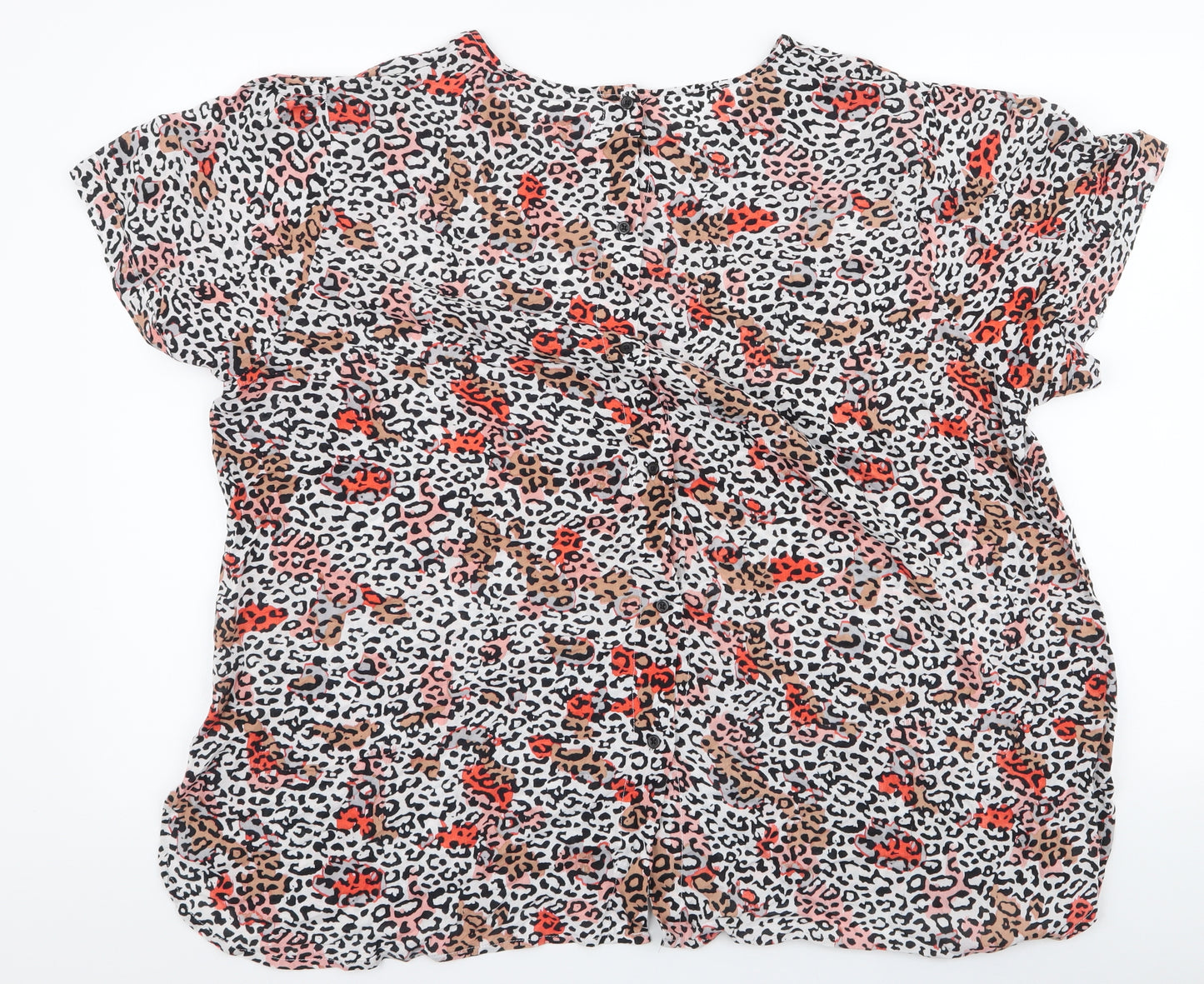 George Womens Multicoloured Animal Print Viscose Basic Blouse Size 22 Round Neck
