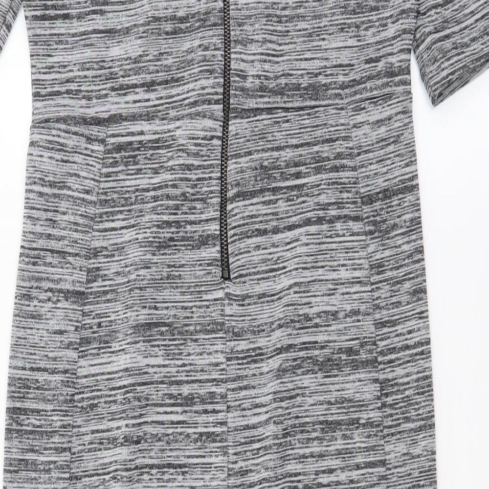NEXT Womens Grey  Polyester Pencil Dress  Size 12  V-Neck Zip