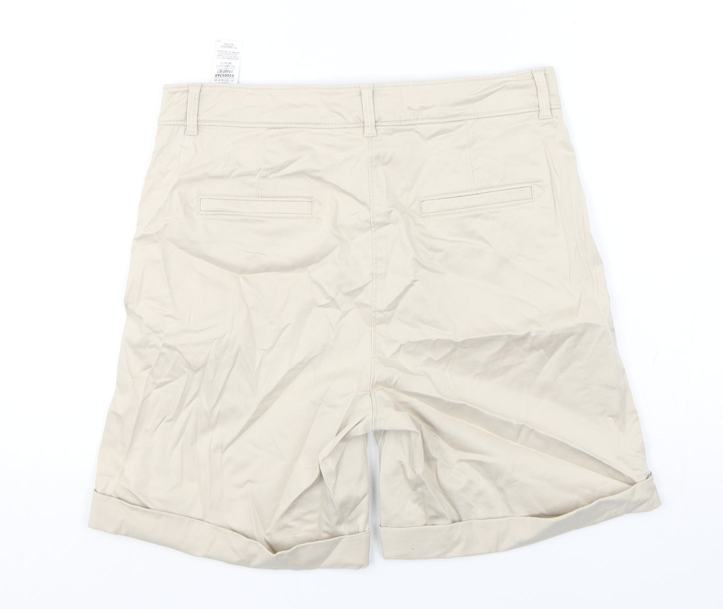 Per Una  Womens Beige  Cotton Chino Shorts Size 10 L8 in Regular Button