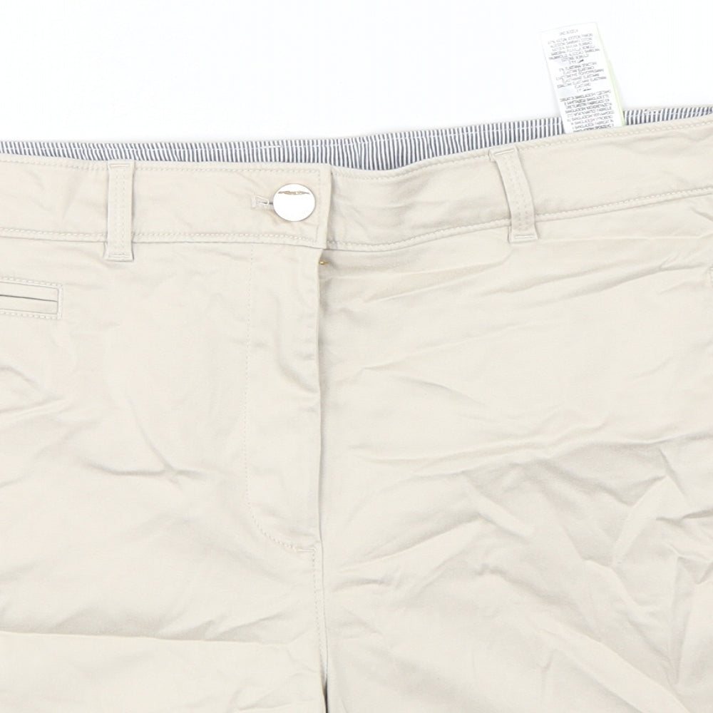 Per Una  Womens Beige  Cotton Chino Shorts Size 10 L8 in Regular Button