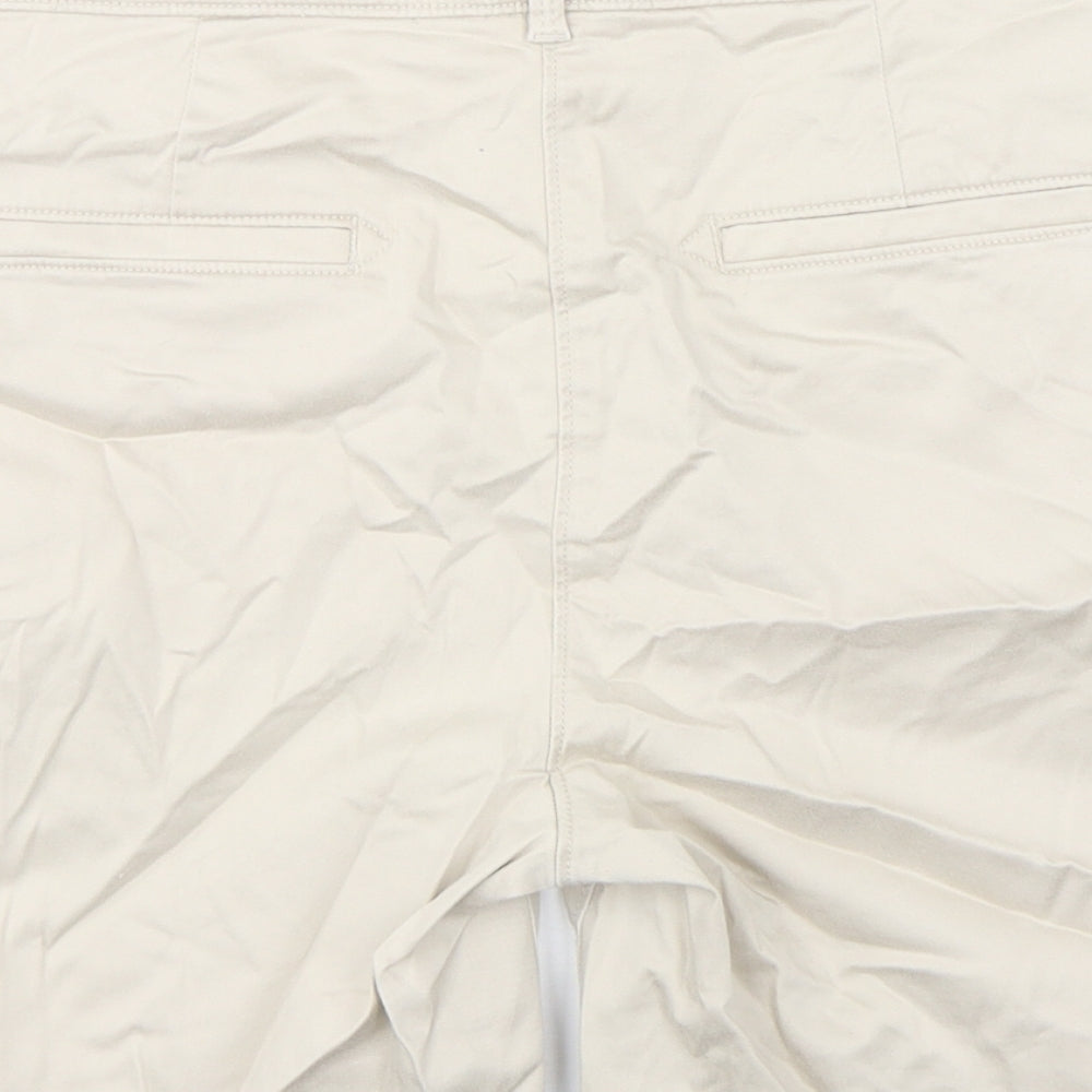 Per Una  Womens Beige  Cotton Chino Shorts Size 10 L8 in Regular Button