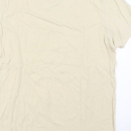 Jack & Jones  Mens Beige  Cotton  T-Shirt Size L Round Neck