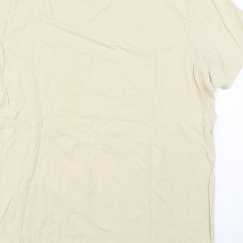 Jack & Jones  Mens Beige  Cotton  T-Shirt Size L Round Neck