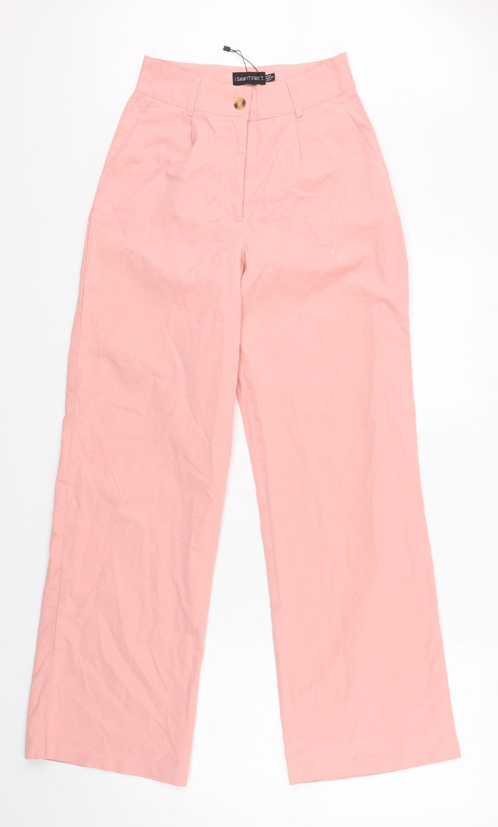 I SAW IT FIRST Womens Pink  Cotton Trousers  Size 8 L31 in Regular Button