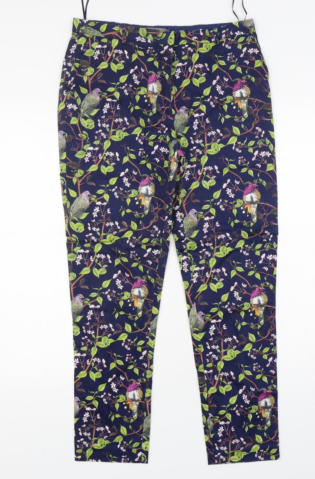 Oasis Womens Multicoloured Floral Cotton Capri Trousers Size 10 L28 in Regular