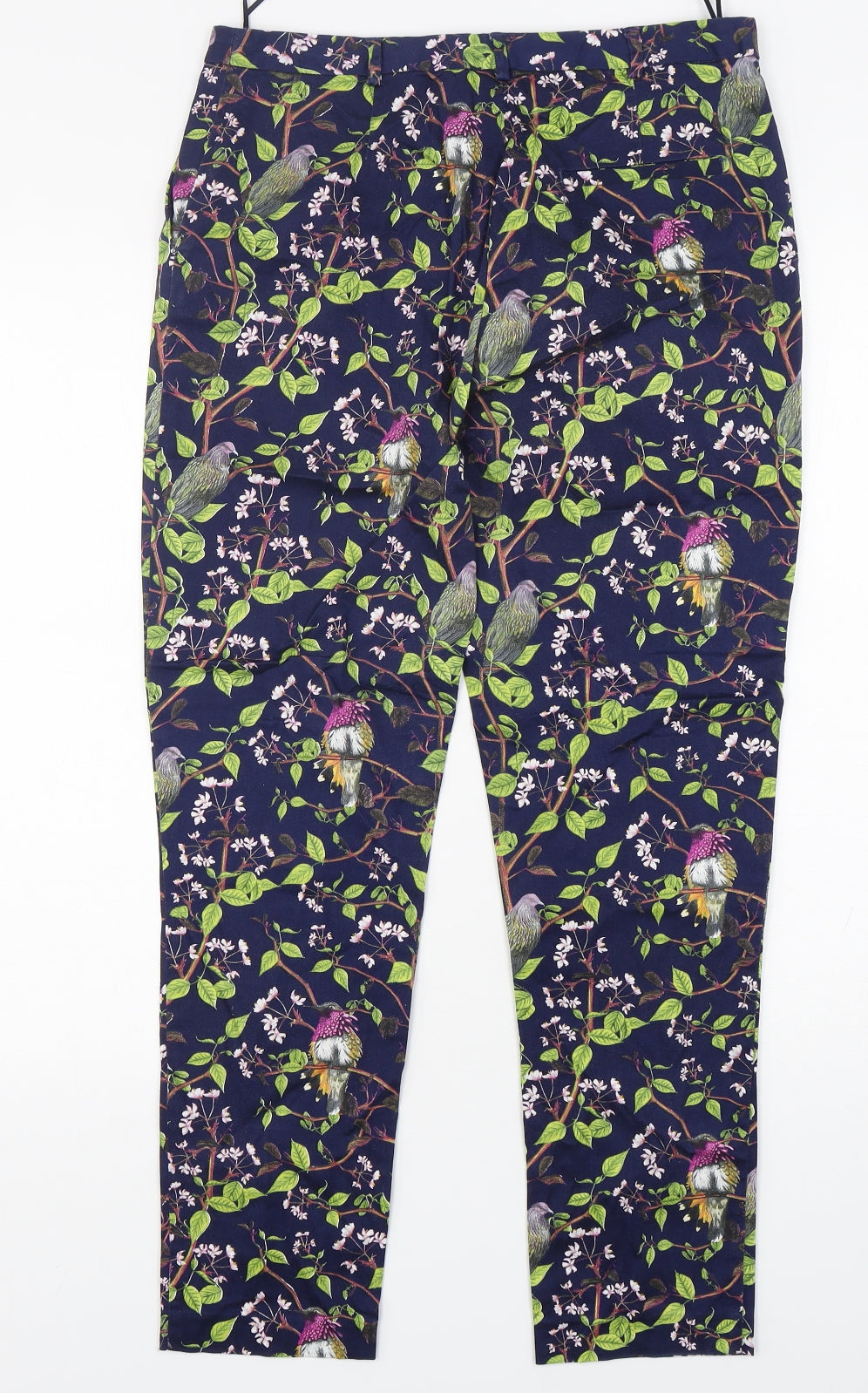 Oasis Womens Multicoloured Floral Cotton Capri Trousers Size 10 L28 in Regular