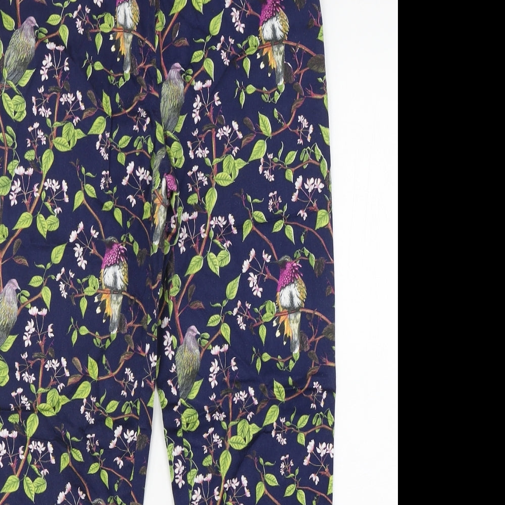 Oasis Womens Multicoloured Floral Cotton Capri Trousers Size 10 L28 in Regular