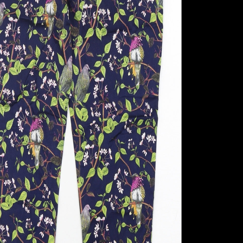 Oasis Womens Multicoloured Floral Cotton Capri Trousers Size 10 L28 in Regular