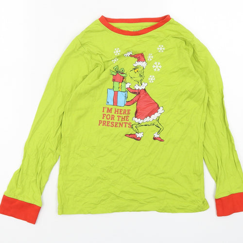 Dr Seuss Boys Green Solid Cotton  Pyjama Top Size 8-9 Years  Pullover - The Grinch