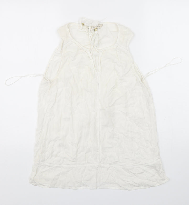 F&F Womens White Viscose Basic Blouse Size 8 Round Neck