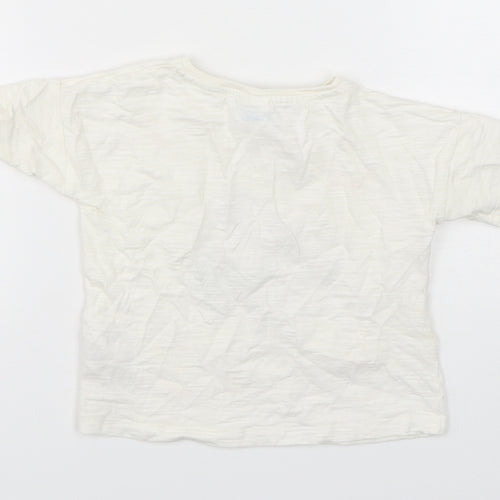 Disney Boys White  Cotton Basic T-Shirt Size 18-24 Months Round Neck Pullover - Disney and friends