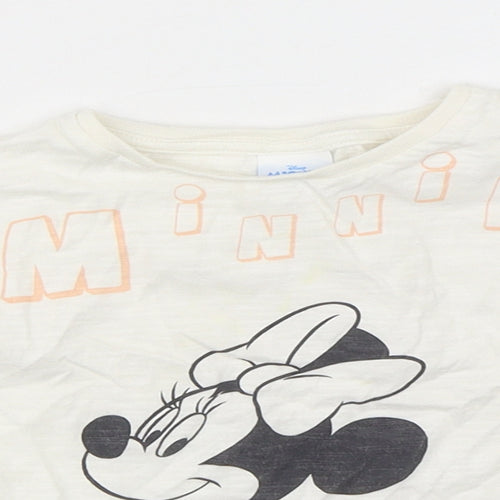 Disney Boys White  Cotton Basic T-Shirt Size 18-24 Months Round Neck Pullover - Disney and friends