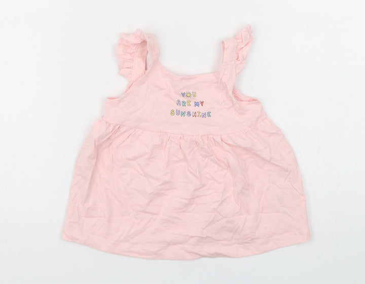 George Girls Pink  Cotton A-Line  Size 18-24 Months  Square Neck Pullover