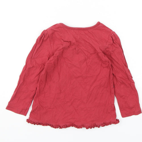 George Girls Red  Cotton Basic T-Shirt Size 18-24 Months Round Neck Pullover