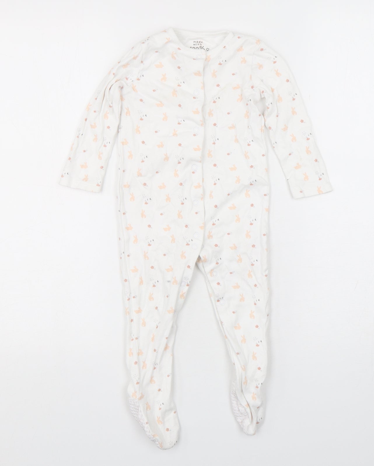 F&F Girls Multicoloured Floral Cotton Babygrow One-Piece Size 12-18 Months  Snap