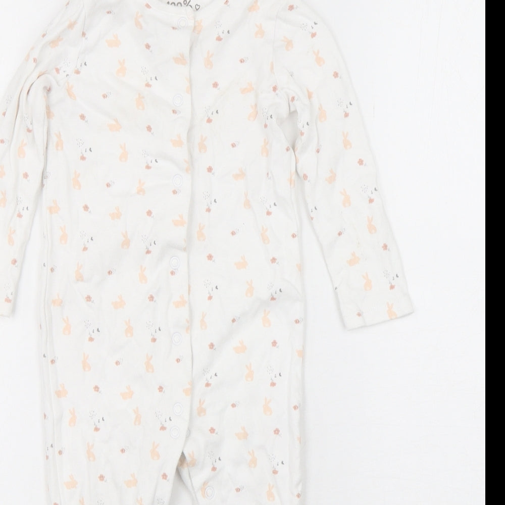 F&F Girls Multicoloured Floral Cotton Babygrow One-Piece Size 12-18 Months  Snap
