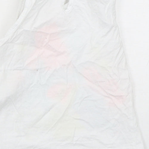 So Cute Girls White Animal Print Cotton Basic Tank Size 18-24 Months Round Neck Pullover - Parrot print