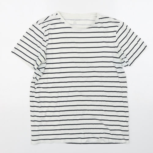 New Look Mens Multicoloured Striped Cotton  T-Shirt Size M Round Neck