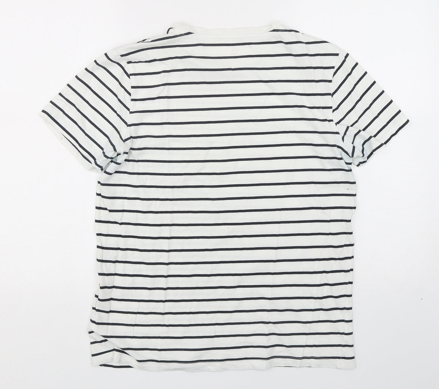 New Look Mens Multicoloured Striped Cotton  T-Shirt Size M Round Neck