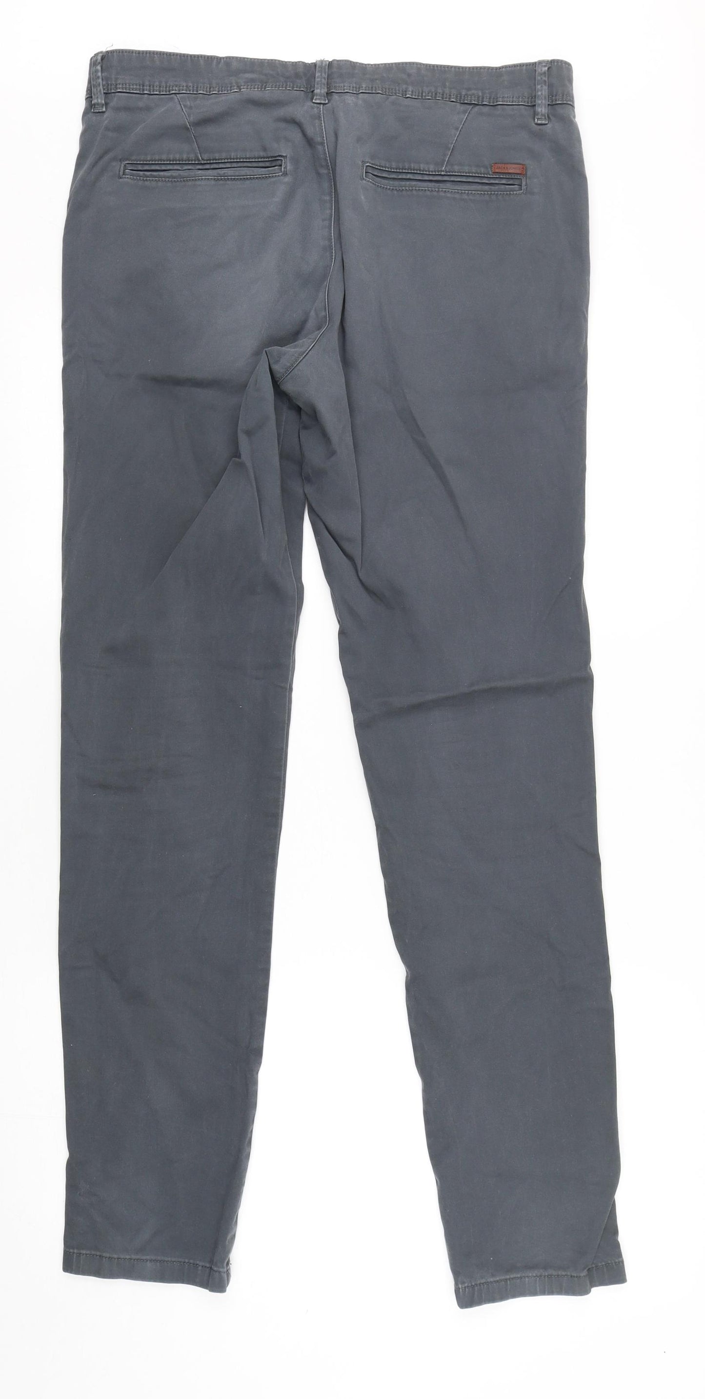 Jack & Jones  Mens Grey  Cotton Chino Trousers Size 34 L34 in Slim