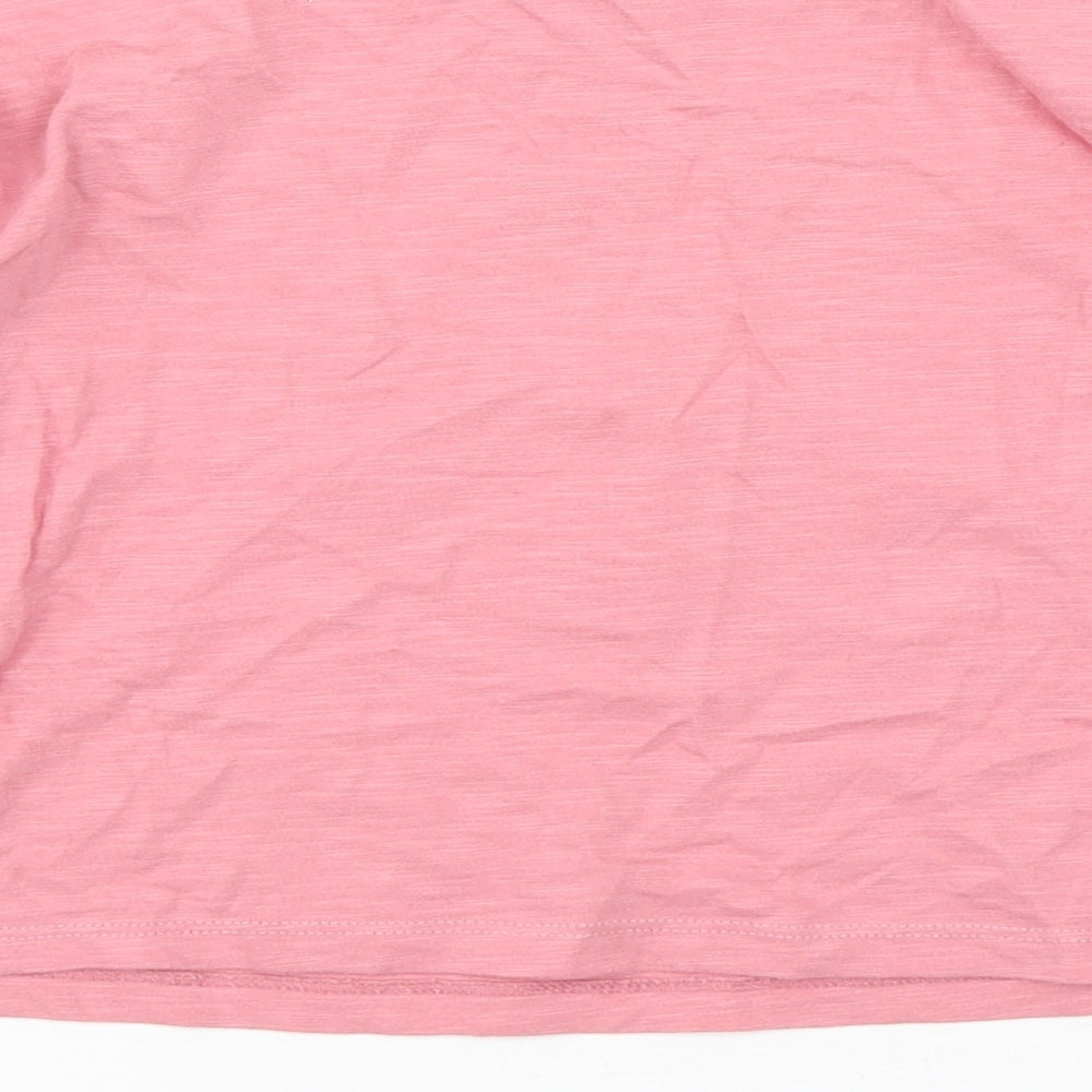 F&F Girls Pink Floral Cotton Basic T-Shirt Size 8-9 Years Round Neck Pullover