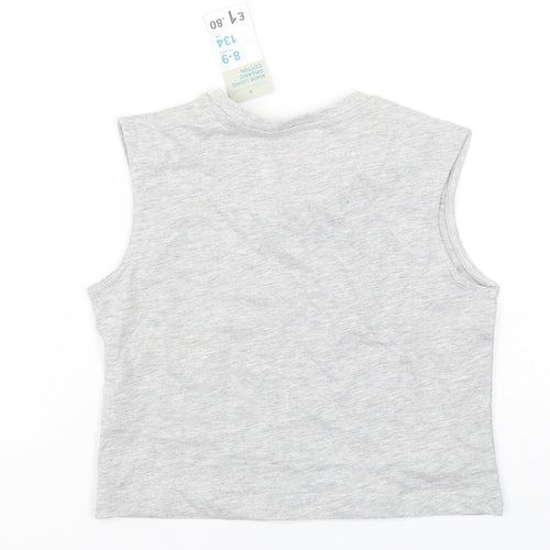 Primark Girls Grey  Cotton Basic Tank Size 8-9 Years Round Neck Pullover