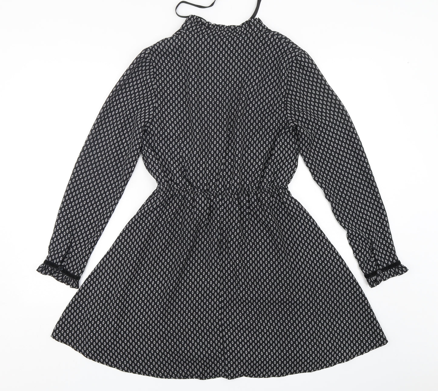Atmosphere Womens Black Geometric Polyester Fit & Flare  Size 8  V-Neck