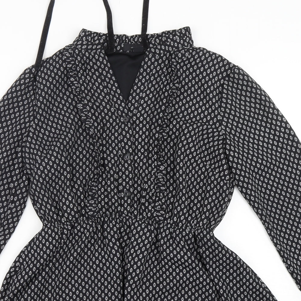 Atmosphere Womens Black Geometric Polyester Fit & Flare  Size 8  V-Neck