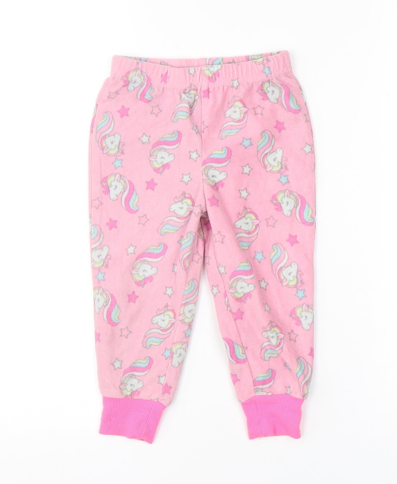 Dunnes Stores Girls Pink Geometric Polyester  Pyjama Pants Size 2-3 Years   - Unicorn