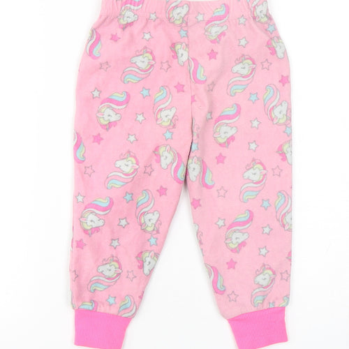 Dunnes Stores Girls Pink Geometric Polyester  Pyjama Pants Size 2-3 Years   - Unicorn