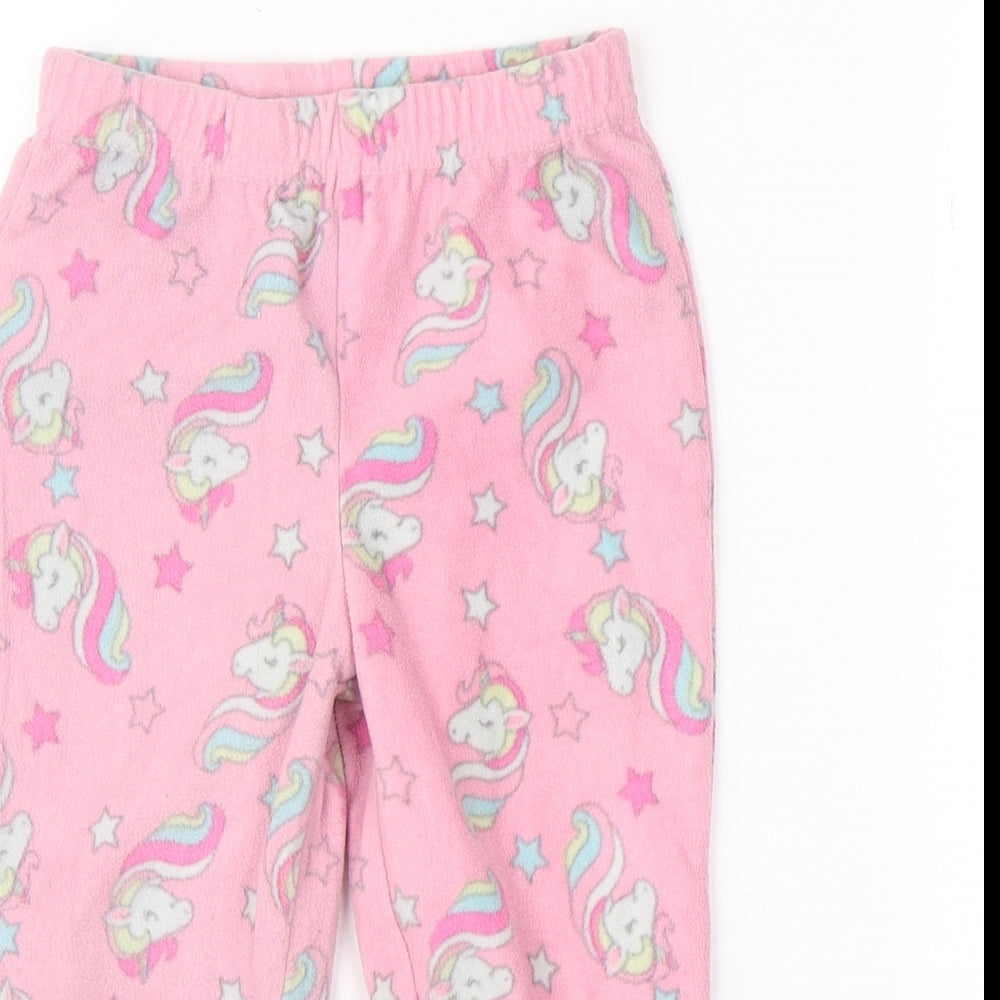 Dunnes Stores Girls Pink Geometric Polyester  Pyjama Pants Size 2-3 Years   - Unicorn