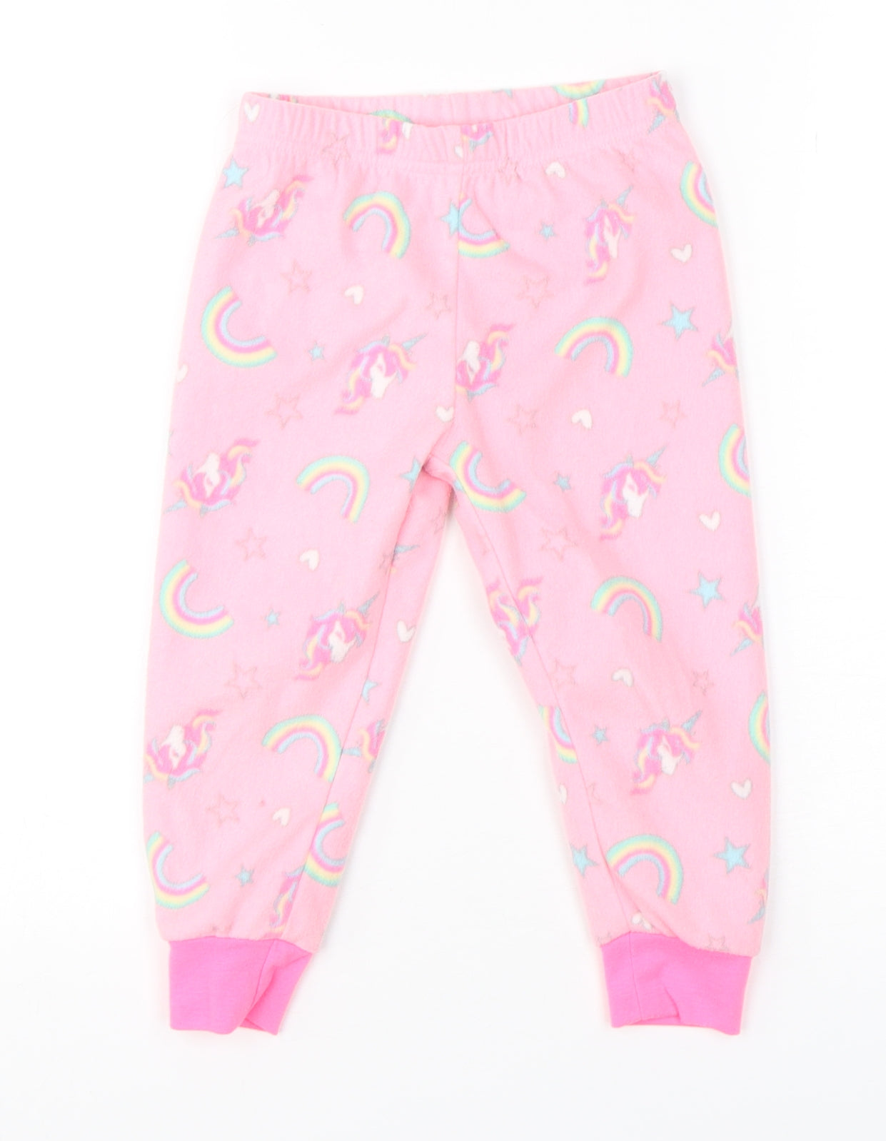 Dunnes Stores Girls Pink Geometric Polyester  Pyjama Pants Size 2-3 Years   - Unicorn