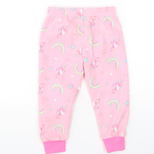 Dunnes Stores Girls Pink Geometric Polyester  Pyjama Pants Size 2-3 Years   - Unicorn