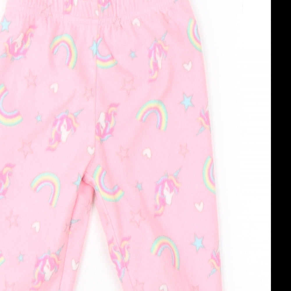 Dunnes Stores Girls Pink Geometric Polyester  Pyjama Pants Size 2-3 Years   - Unicorn