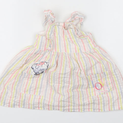 Tatty Teddy Girls Multicoloured Striped Cotton A-Line  Size 12-18 Months  Round Neck