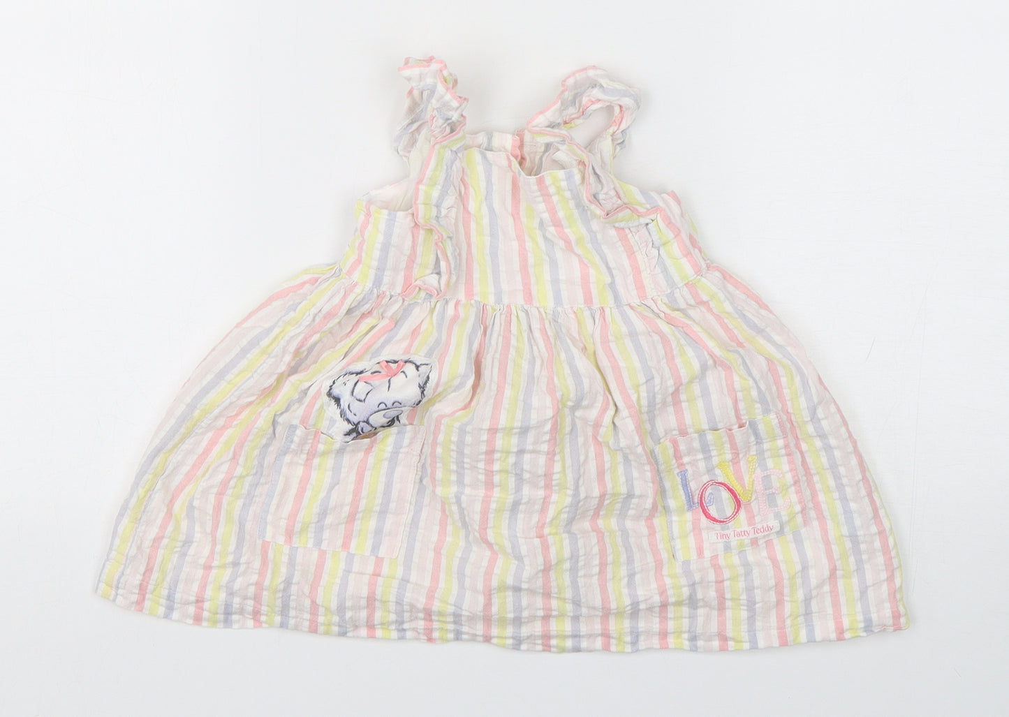 Tatty Teddy Girls Multicoloured Striped Cotton A-Line  Size 12-18 Months  Round Neck