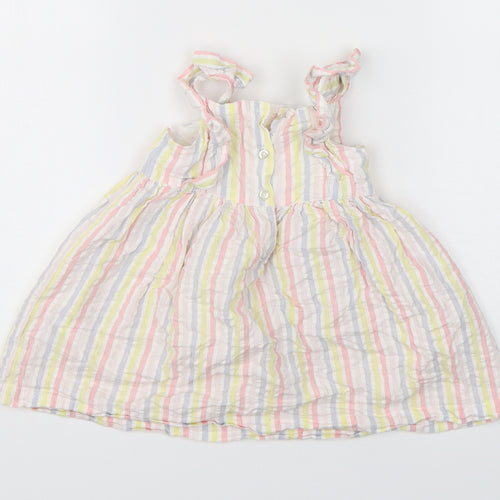 Tatty Teddy Girls Multicoloured Striped Cotton A-Line  Size 12-18 Months  Round Neck