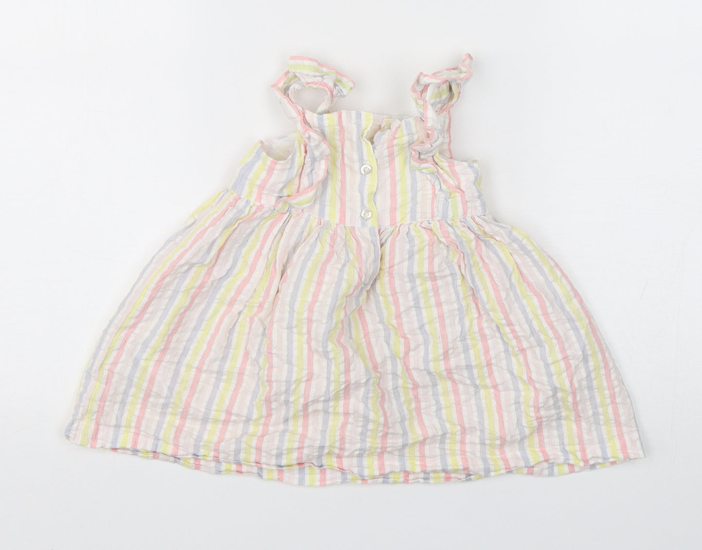 Tatty Teddy Girls Multicoloured Striped Cotton A-Line  Size 12-18 Months  Round Neck