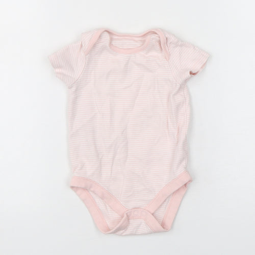 F&F Girls Pink Striped Cotton Leotard One-Piece Size 12-18 Months  Snap