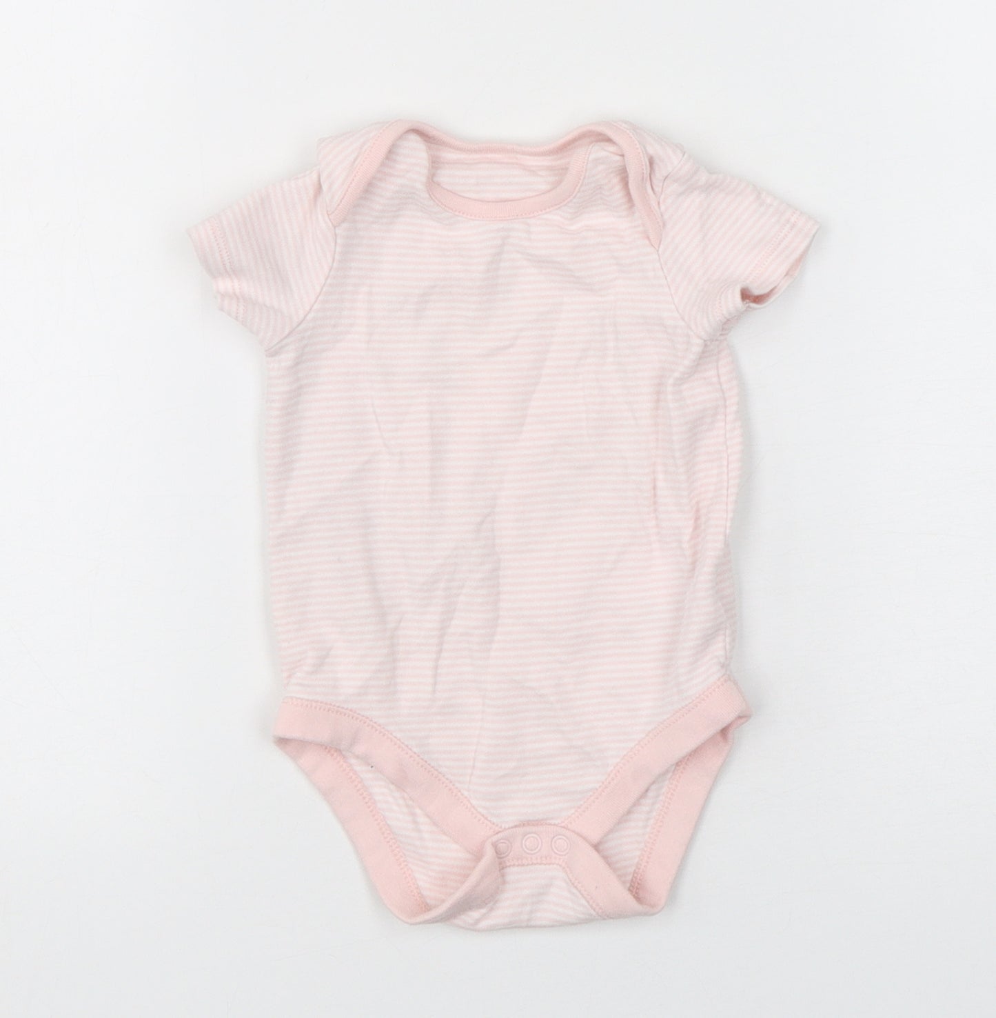 F&F Girls Pink Striped Cotton Leotard One-Piece Size 12-18 Months  Snap