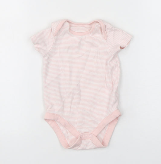 F&F Girls Pink Striped Cotton Leotard One-Piece Size 12-18 Months  Snap